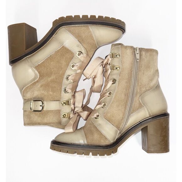 Softwaves Sahara Boots Leather Suede Ribbon Tie Chunky Lug Combat Boho Tan 36/6 - Picture 12 of 16